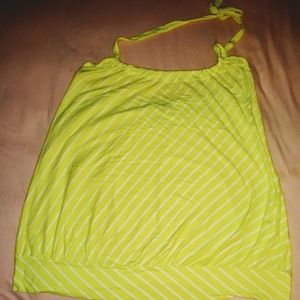 yellow and white striped halter top
